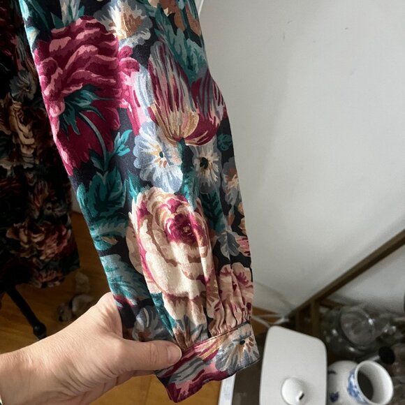 Vintage LAURA ASHLEY Long Floral Cotton/Wool Prairie Dress Size 14 Made in GB - Picture 6 of 10